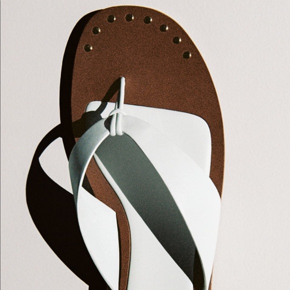White Leather Sandals with stud detailing - Picture 6 of 7